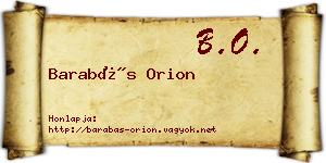 Barabás Orion névjegykártya
